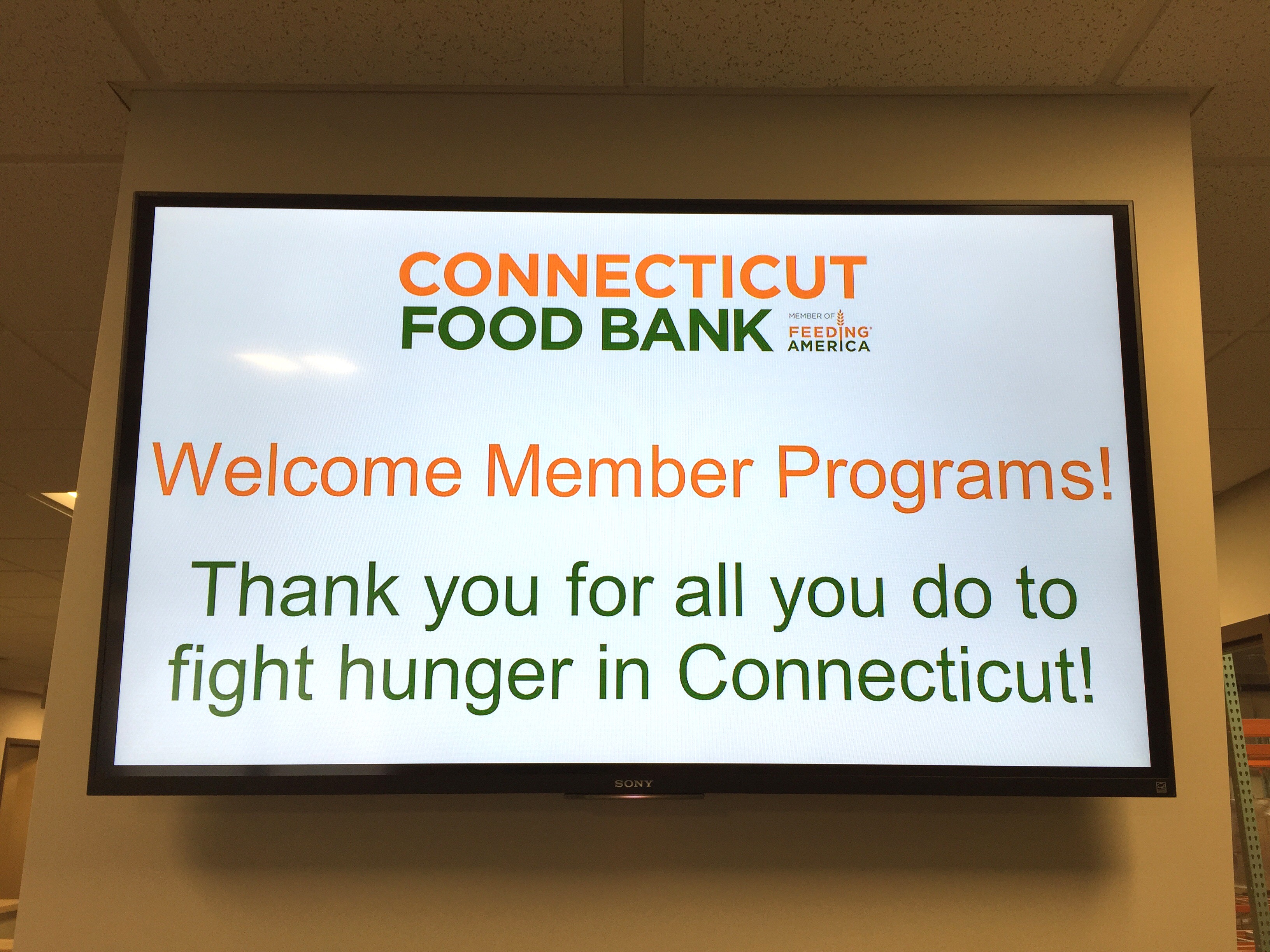 A special greeting for guests at our member programs open house November 12. These programs are the front line in the fight against hunger!